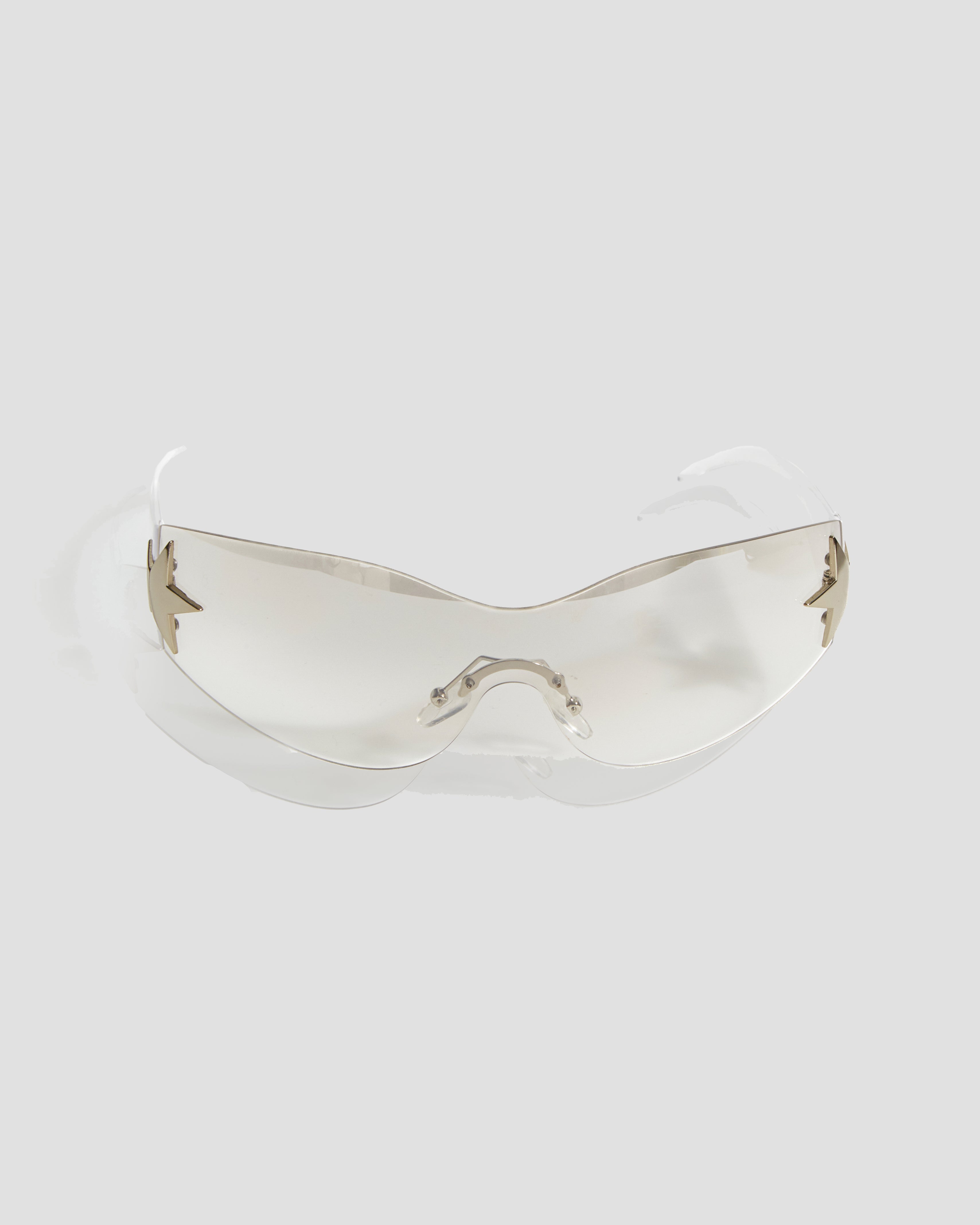 Estelle Frameless Mirror Sunglasses with Stars in White